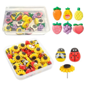 50 Morceaux De Pouce De Dessin Animé Mignon, Style De Fruits De La Coccinelle, Ongles Décoratifs Multifonctionnels Créatifs, Acc