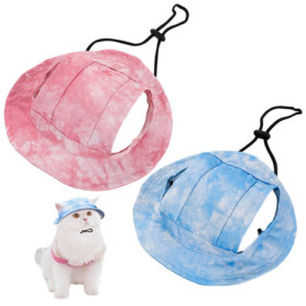 2 Morceaux De Chapeau De Protection du Soleil pour Animaux De Compagnie, Courage De Pêche Réglable, Chat À L'Oreille Exposée, Ac