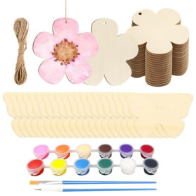 LCIEFKAE 54 Morceaux De Planches en Bois, Fleurs en Bois, Planches De Papillon, Artisanat Artistique De Bricolage, Graffitis-Han