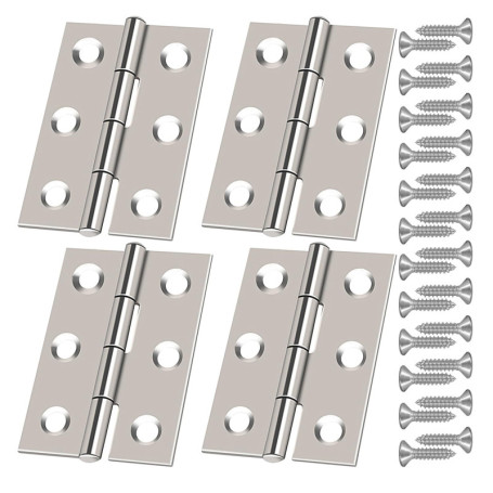4 Morceaux De Charnières En Acier Inoxydable, Mini-Plans De Pliage, Accessoires En Boîte En Bois Bricolage, Adaptés Aux Projets 