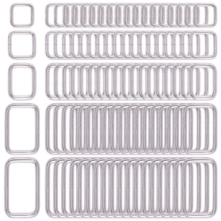 Swpeet 100 Pcs anneau Rectangle métallique assorti, ceinture ceinture boucle pour sacs de ceinture accessoires DIY - 13mm / 15mm