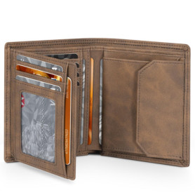 TEEHON Portefeuille Homme en Cuir avec Blocage RFID, 12 Emplacements pour Cartes, 1 ID & Photo Window, Sac à Monnaie, 2 Comparti