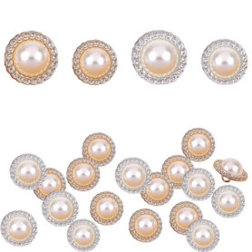 TRKETK Lot de 80 boutons ronds à coudre en perle pour femme, 15/11,5 mm, accessoires décoratifs vintage avec tige en plastique p