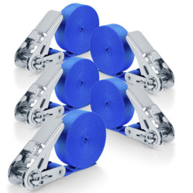 Lociban 5 Pièces Sangle à Cliquet 25 mm X 4 m Sangles D'arrimage, Verrou de Serrage Sangle Charge Maximale 800 Kg,Sangle De Serr