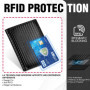 TEEHON Portefeuille Vertical pour Hommes en Cuir Carbone bloquant RFID avec 11 emplacements, 2 fenêtres d'identification, Porte-