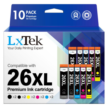 LxTek Compatible Cartouches d'encre Remplacement pour Epson 26 26XL pour Expression Premium XP-510 XP-520 XP-600 XP-605 XP-610 X