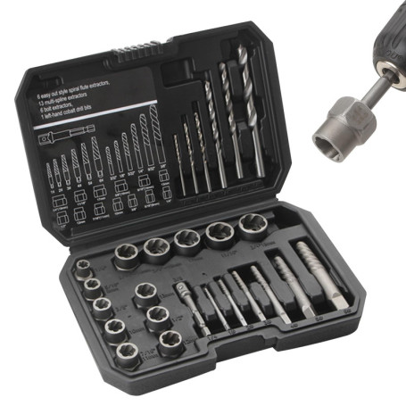 Kit d'extracteur d'écrous 26 pièces : ensemble d'extracteurs de vis, extracteur de vis, jeu de clés à douille à profil spiralé, 