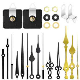 2 Pièces Mecanisme Horloge Murale, Mouvement d'Horloge Quartz, Silencieux Mécanisme Horloge Pile, avec 5 Paires différentes Horl