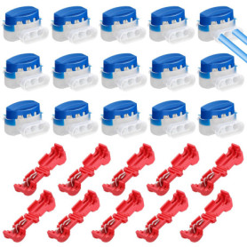 ROYOUZI Lot de 30 bornes de raccordement pour robot tondeuse, 20 connecteurs de câble avec 10 bornes de raccordement, serre-câbl