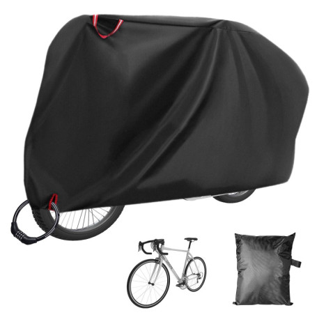 Housse Velo Exterieur Protection, Tissu Oxford 210D Epais Noir Bache Velo Exterieur avec Trou de Verrouillage & Sac de Rangement