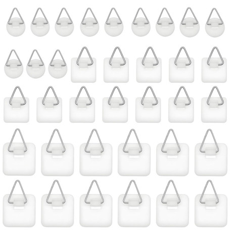 EUZUXU 36 Pièces Crochet Adhesif Mural, Accroche Tableau Sans Percer, Fixation Cadre Adhesif, pour Photos, Puzzles, Images sur T