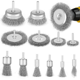 CIOXSOIO 12 Pièces Brosse Metallique pour Perceuse, 6mm Brosse Métallique Perceuse avec Tige Hexagonale, pour Bois et Métal Anti