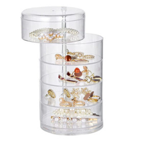 Boîte à Bijoux Rotatif, Petite Boîte à Bijoux Transparente Avec Couvercle, Boîte De Rangement Pour Bijoux, 5 Niveaux Boîte pour 
