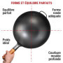 YOSUKATA Woks Et Poêles à Frire 36 cm - Wok à Fond Rond Pré-assaisonné - Wok Acier Carbone Noir - Compatible Avec Les Cuisinière