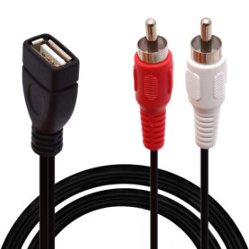 Tomost Câble USB vers RCA, USB A 2.0 femelle vers 2 prises RCA mâles, répartiteur en Y audio, vidéo, AV (1,5 m)