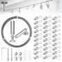 Huucozn 5m Tringle à rideaux Kit avec 30 Pièces Acier Inoxydable An Crochets, Câble en Acier pour Rideau Fil de Suspension Fil d