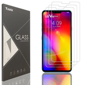 Tzstz 3 Pièces Verre Trempé Protecteur,pour LG V40 ThinQ，Dureté 9H,Anti Rayures,LG V40 ThinQ D'écran Protecteur