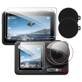 NXPUXP Film de Protection D'écran pour Dji Osmo Action5 Pro,Film de Protection en Verre Trempé+Cache D'objectif Pour Dji Osmo Ac