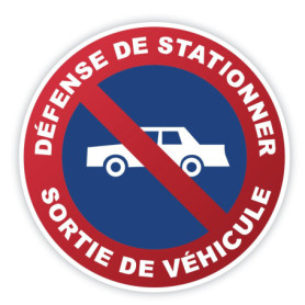Kinoco Panneau Signalisation 'Défense de Stationner - Sortie de Véhicules' en PVC Rigide Adhésif ⌀200 mm | Résistant aux Intempé