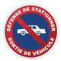 Kinoco Panneau Signalisation 'Défense de Stationner - Sortie de Véhicules' en PVC Rigide Adhésif ⌀200 mm | Résistant aux Intempé