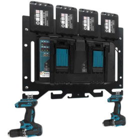 QWORK® 3-en-1 Support Batterie, Support Batterie Mural, Compatible avec Makita 14,4 V et 18 V Batteries, Chargeurs, Visseuses sa