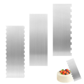 QWORK® 3 Pièces 22CM lisseur gateau acier inoxydable, grattoir à gâteau, pour décoration de gâteaux