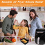 NAROSEBE 2 Pcs Moule Silicone Air Fryer sans BPA, Panier Silicone Air Fryer Rectangulaire, Moule pour Friteuse à Air 19*14*7cm, 