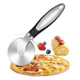 Roulette Pizza Inox, 21 cm, Hochwertige Roulette à Pizza, PoignéE Ergonomique Antidérapante, Tranchante Lame avec Couvercle de P