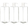 Youngever Lot de 3 Bouteille Pompe Shampoing 700ML, Bouteille Pompe Vide Plastique, Distributeur Flacon Pompe, Carré (Clear Pomp