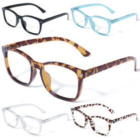 CCVOO Lot de 5 verres de lecture de blocage de lumière bleue, filtre UV ray/éblouissant mode non prescrit faux lunettes de jeu p