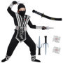 Spooktacular Creations Ensemble de costumes Silver Ninja Deluxe avec accessoires en mousse Ninja jouets pour enfants Kung Fu Out