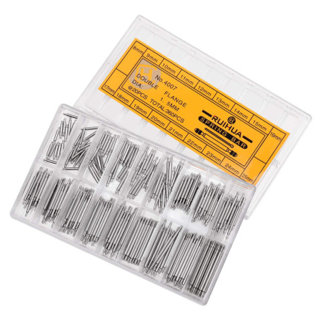 Flexzion Voir la Bande Bars Spring Set 360 Pcs - Montres Bracelet Pins Lien Repair Tool Kit 8-25mm Pack en Acier Inoxydable pour
