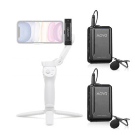Movo Micro Lavalier sans Fil pour iPhone - Micro Cravate Compact idéal pour Le stabilisateur Gimbal Smartphone - Idéal pour Le V