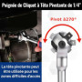 WORKPRO Clé à Cliquet 1/4" à Tête Pivotante, Clé à Douille de 150 mm à Dégagement Rapide 72 Dents, Acier au Chrome Vanadium, Têt