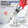 WORKPRO Stubby Tournevis à Cliquet 12 en 1 avec Embouts Magnétiques, Tournevis Court, Tournevis Multi Embout, Mini Tournevis pou