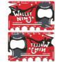 Édition limitée (finition douce au toucher en rouge mat) Wallet Ninja Outil multifonction 18 en 1 de la taille d'une carte de cr