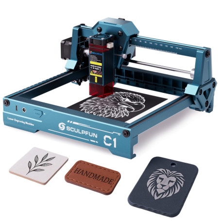Sculpfun C1 Mini Machine de Gravure Laser – Graveur Laser 3w, Haute PréCision de 0,04 Mm, PrêT à L'Emploi, IdéAl Pour Les DéButa