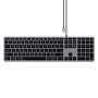 Satechi Clavier avec Câble Slim W3 Rétroéclairé avec Pavé Numérique, QWERTY Anglais, Clavier Lumineux USB-C pour MacBook Pro/Air