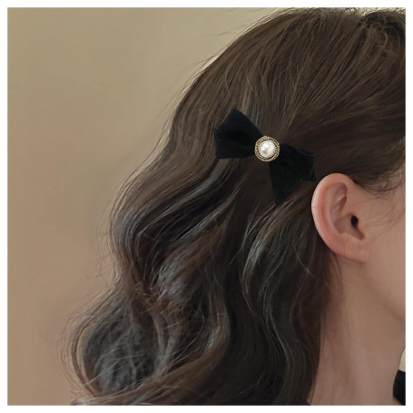 Inilbran Barrettes À Cheveux Noeud En Velours Vintage Barrette À Cheveux Noeud En Satin Velours Noir Barrette À Cheveux Noeud En