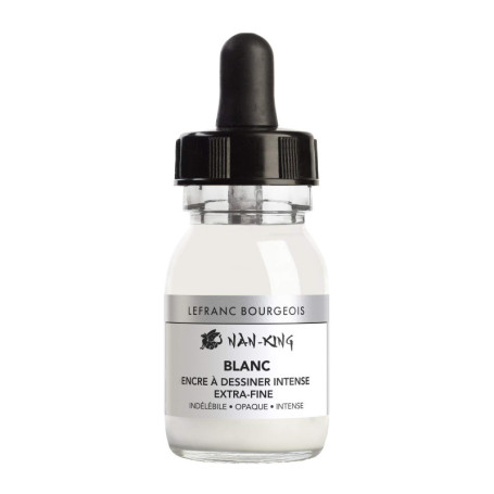 Lefranc Bourgeois Encre de Couleur Indélébile Nan-King Flacon 30 ml Blanc