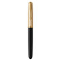 Parker 51 Deluxe stylo plume | Corps noir et attributs dorés | Plume fine en or 18 carats | Cartouche d'encre noire | Livré dans