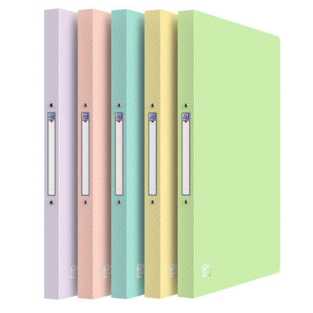 Oxford Urban Lot de 10 classeurs à anneaux A4, en plastique, dos de 2 cm, 2 anneaux, opaques, assortis pastel