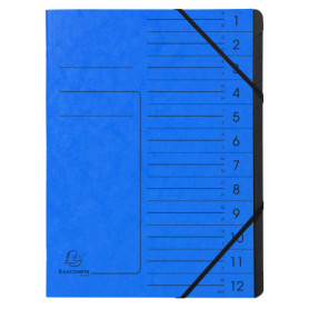 Exacompta - Réf. 541202E - 1 trieur dos agrafé - avec élastiques - couverture imprimée en carte lustrée et intérieur en carte re