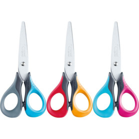 MAPED - 1 Paire de Ciseaux Sensoft 13 cm Pour Droitier. Lames Acier - Bouts Ronds - Anneaux Flexibles Souples - 3 Coloris Assort