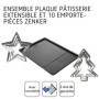 Zenker 9987550 Ensemble plaque à pâtisserie extensible avec 5 emporte-pièces étoiles et 5 emporte-pièces sapins, biscuits de Noë