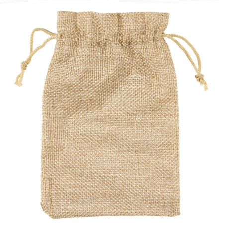 Sac Tissus Cordon 9.5x14.5cm Pochon Dragées, Petit sac cadeau, sachet mariage coloris Lin