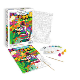 Sentosphère – Palette d'Artiste – Marché Mexicain – Peinture Acrylique - Création Relaxant - Adultes – 14 à 16 couleurs – toilée