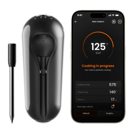 Thermomètre à Viande Bluetooth Orka Meat It 3 - Résistant aux Flammes - 3 Capteurs de Température - Pour BBQ, Four, Gril, Sous V
