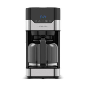 SCHNEIDER Cafetière Digitale Programmable, 1,5L, 900W, Filtre Permanent, Inox, Noir
