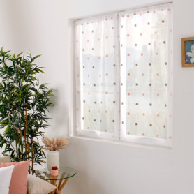 Enjoy Home – Paire de Vitrage Smarties – Motif Brodé - Passe Tringle- 100% Polyester – 60x120cm - Coloris Gris/Rose